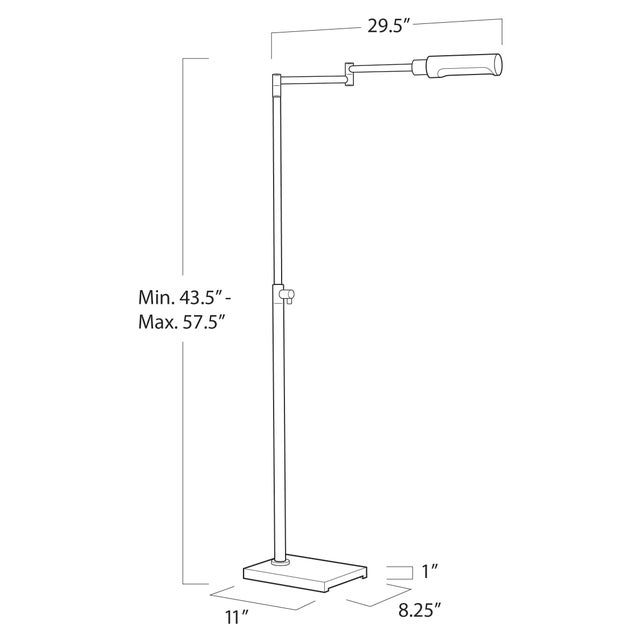 Metal Regina Andrew Noble Floor Task Reading Lamp, Natural Brass For Sale - Image 7 of 8
