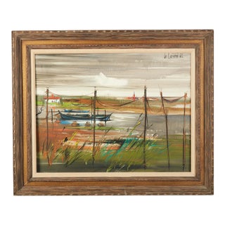 Regis Bouvier De Cachard Original Mid-Century Canal Painting For Sale