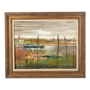 Regis Bouvier De Cachard Original Mid-Century Canal Painting