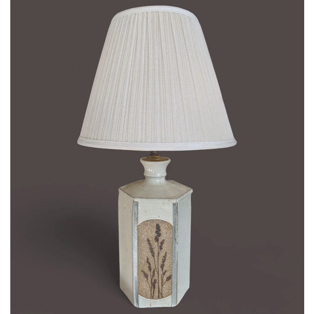 ** Lamp will be Heavily Fragile Packed by the UPS Store Vintage Stoneware Pottery Botanical Lavendar Flower Table Lamp...