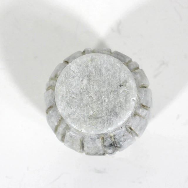 Stone Vintage Carved White Marble Tea Light Candleholder For Sale - Image 7 of 9