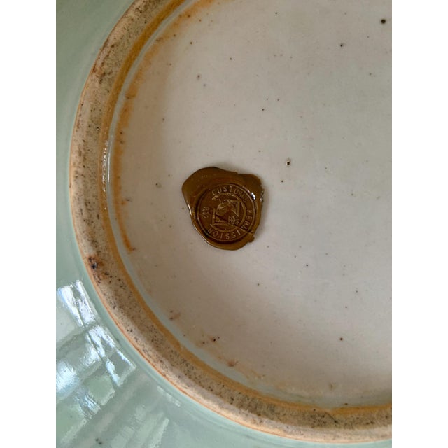 Mid 20th Century Large Chinese Celadon Plate With Export Seal For Sale In Seattle - Image 6 of 8