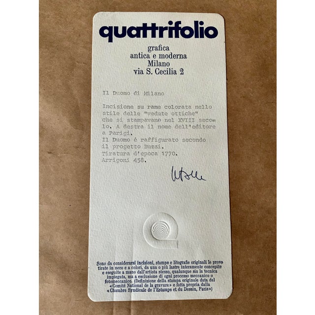 Antique Hand Colored Copper Engraving Milan Cathedral Louis Joseph Mondhare Paris 1770 For Sale - Image 12 of 12