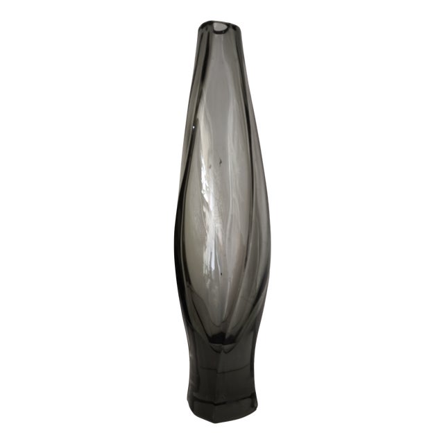 Smoked Glass Vase by Alois Gangkofner for Hessenglaswerke, 1953 For Sale