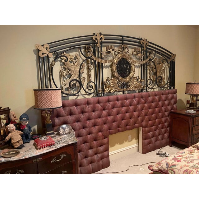 Bronze 18th Century French Louis XVI Wrought Iron and Bronze King Size Headboard For Sale - Image 8 of 13