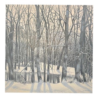 Claude Sauthier, Snowy Forest, 1970s, Oil on Canvas For Sale