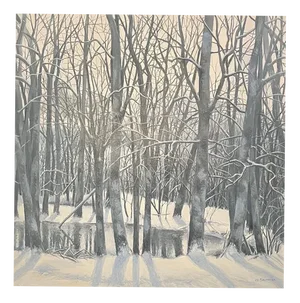 Claude Sauthier, Snowy Forest, 1970s, Oil on Canvas