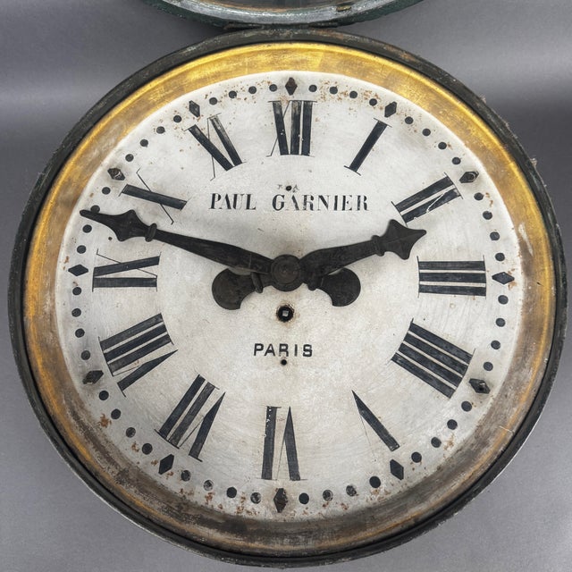 Late 19th Century Superb 1890's Antique Paul Garnier Paris Railroad Clock Fine Gilding & Patina Huge 20" Face For Sale - Image 5 of 18