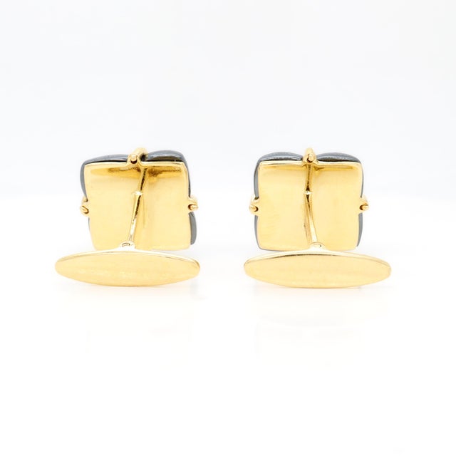 Vintage Tiffany & Co. 18k Gold and Hematite Cufflinks For Sale In Philadelphia - Image 6 of 10