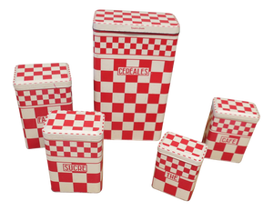 French Food Canisters in Enamel, 1960s, Set of 5