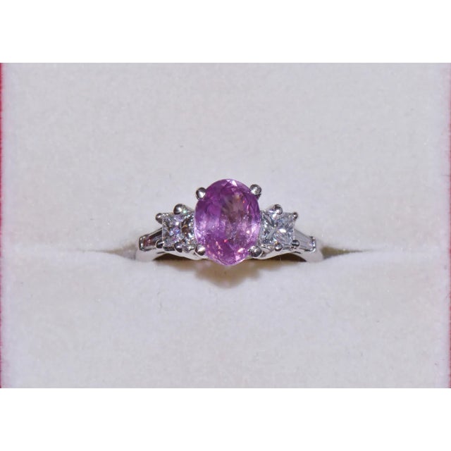 Gemstone GIA Certified Natural 3.53Cts Diamond Sapphire Five Stone Platinum Ring, size 5.25 For Sale - Image 7 of 10