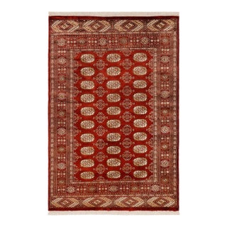 Tribal Bokhara Rust/Beige Hand Knotted Wool Rug For Sale