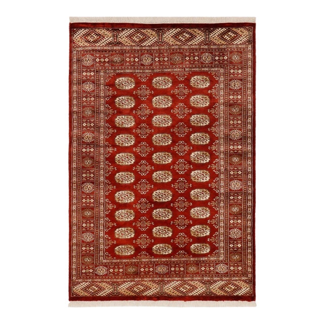 Tribal Bokhara Rust/Beige Hand Knotted Wool Rug For Sale