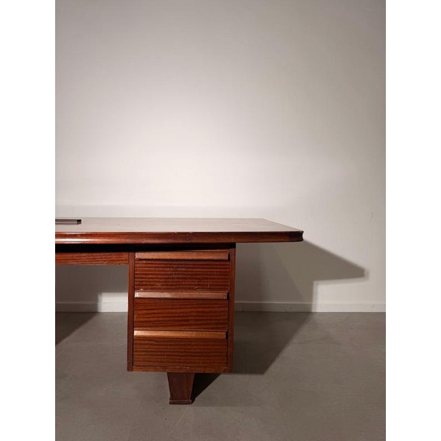 Wood Vintage Executive Desk in Mahogany For Sale - Image 7 of 9