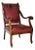 Antique Empire Flame Mahogany & Ox Blood Red Leather Library Armchair, Late 19th. Century Chair For Sale