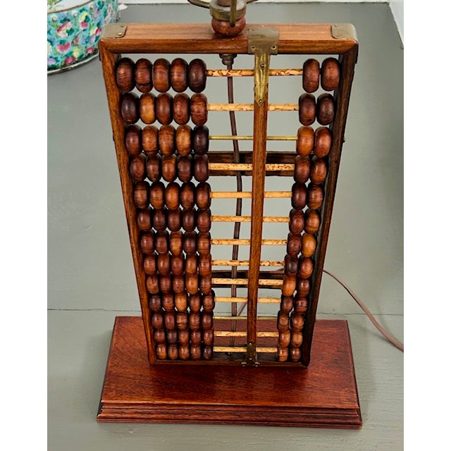 1940s Chinese Handcrafted Rosewood Abacus Table Lamp For Sale - Image 4 of 12