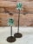 1990s Pair of Tropical Palm Tree Metal Candle Holders With Verdigris Finish For Sale - Image 5 of 8