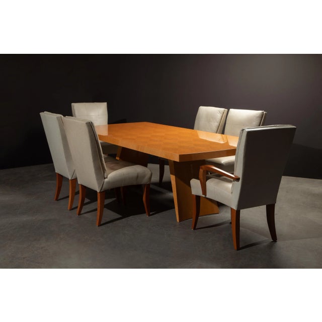 Dakota Jackson 'Wonder' Exotic Wood Dining Table with Six 'Puff' Chairs, Signed - Set of 7 For Sale In Los Angeles - Image 6 of 12