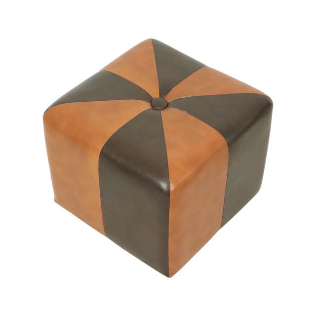 Square Pouf in Skai and Faux Leather, 1960s For Sale - Image 3 of 14