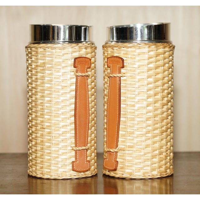 Lady De Rothschild's Wicker & Chrome Farming Picnic Set from Hermes Paris, Set of 6 For Sale - Image 9 of 18