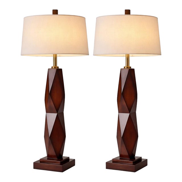Late 20th Century Architectural Faceted Table Lamps — a Pair For Sale