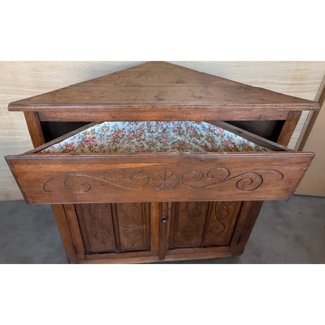 Spanish Antique Spanish Corner Cabinet Cupboard Storage With Drawer and Door For Sale - Image 3 of 11