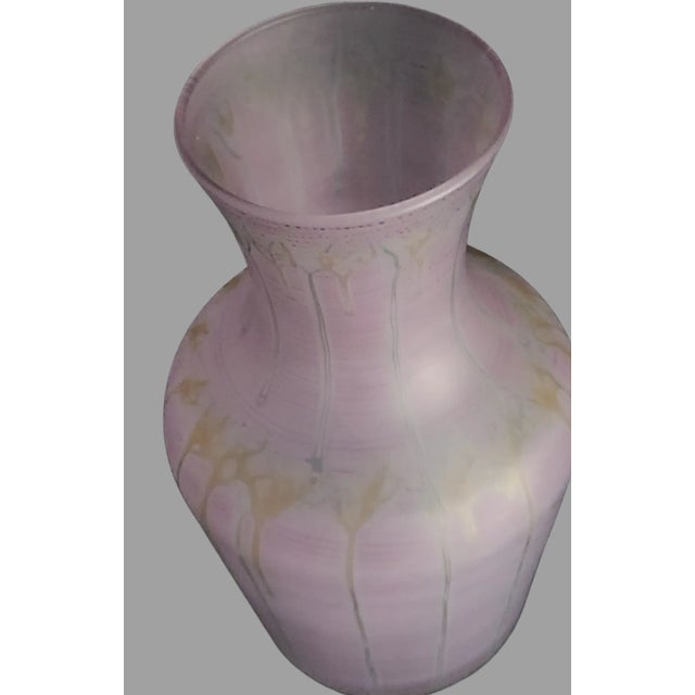 Late 20th Century Vintage Al Rama Israeli Purple Satin Glass Drip Art Vase For Sale - Image 5 of 6