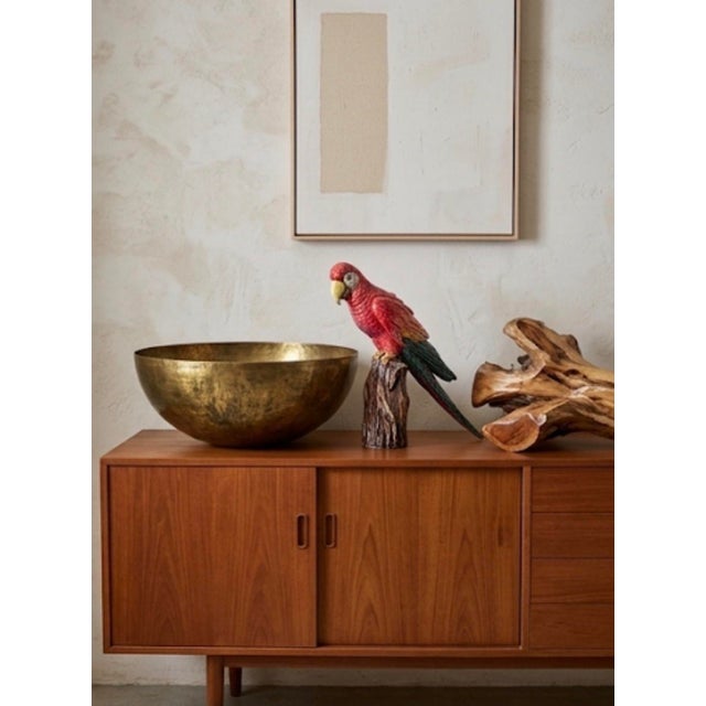 Vintage Italian Hand-Painted Ceramic Scarlet Macaw Parrot Sculpture For Sale - Image 10 of 12