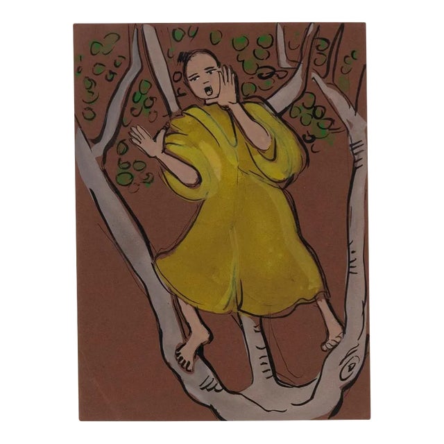 Helen Vogt, The Scream, Watercolor and Tempera, Mid-20th Century For Sale