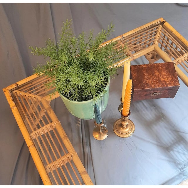 Coffee Mid Century Crespi Style Glass Bamboo Coffee Table For Sale - Image 8 of 11