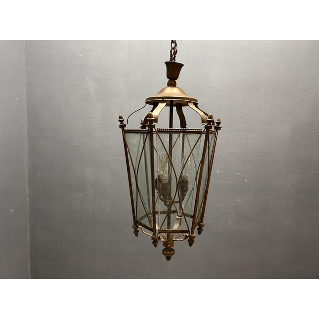 Vintage Bronze and Glass Lantern, Italy, 1950s For Sale - Image 3 of 7