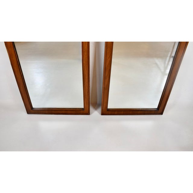 Pair of Walnut Wall Mirrors by John Stuart Inc., Mid Century, 1950s For Sale In Philadelphia - Image 6 of 9