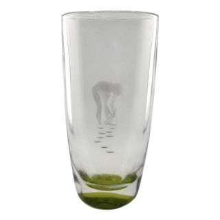 Swedish Engraved Glass Vase by Vicke Lindstrand for Kosta, 1960s For Sale