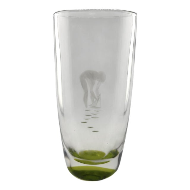 Swedish Engraved Glass Vase by Vicke Lindstrand for Kosta, 1960s For Sale