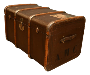 Vintage Steamer Trunk Luggage Case in Leather, 1920s