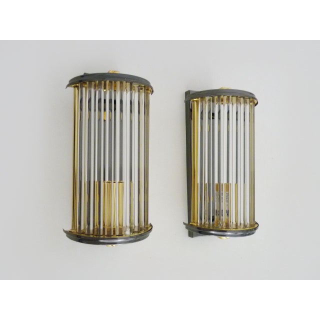 Art Deco GS Model Vadisa Wall Lights in Brass, Metal and Glass, 1970s, Set of 2 For Sale - Image 3 of 8