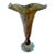 Signed Art Glass Amber Pulled Feather Pattern Trumpet Vase For Sale