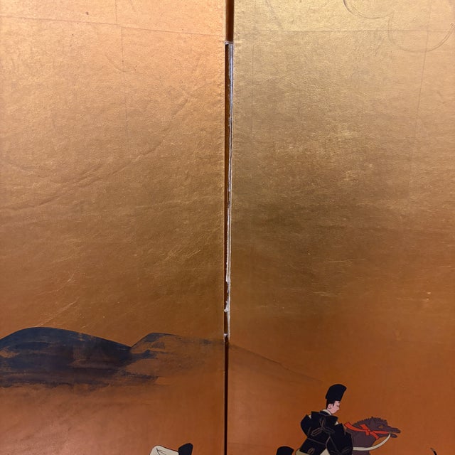 Japanese Four Panel Byōbu Folding Screen With Court Procession Scene For Sale - Image 15 of 18