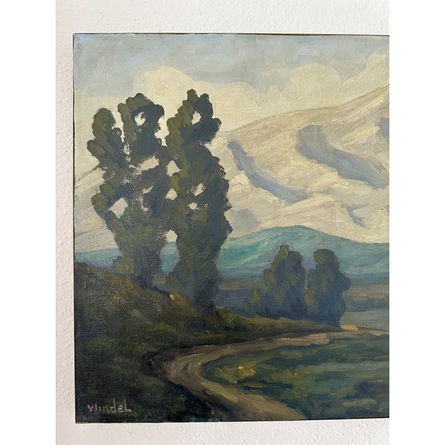 Vintage Signed Mid-Century Plein Air Landscape Oil Painting For Sale - Image 4 of 9
