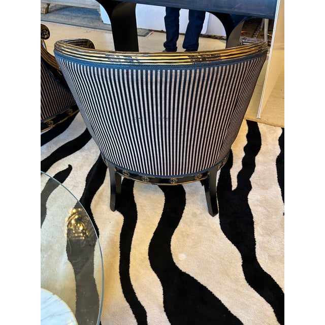 Empire Black Leather & Gilded Club Chairs -A Pair For Sale - Image 12 of 12