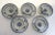 Set of five George III period Dr.Wall Worcester blue and white tea bowls and saucers. Nice condition./