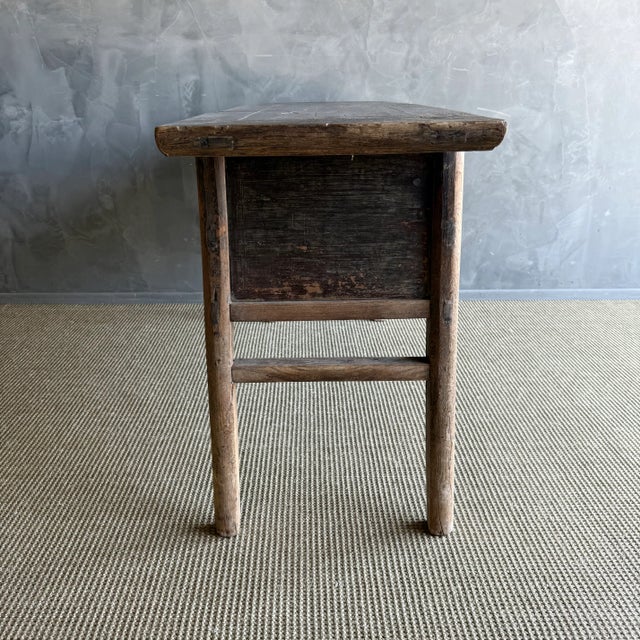 Vintage Elm Wood Console Table With Drawers For Sale - Image 12 of 13
