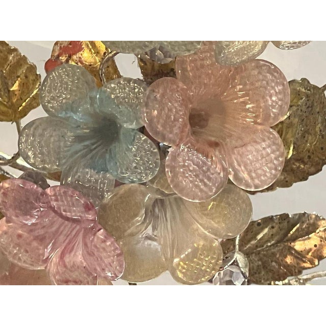 Pink Murano Glass Floral Chandelier, 1980s For Sale - Image 10 of 14