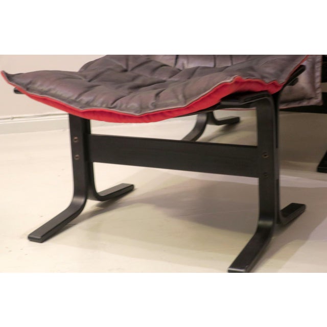 Black Set of Leather Lounge Chair with Ottoman by Westnofa, Norway, 1960s For Sale - Image 8 of 12