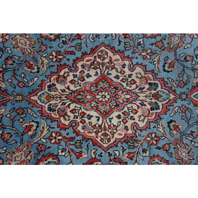 Late 20th Century Traditional Red & Blue Geometric Floral Medallion Wool Area Rug Carpet 4 X 7' For Sale - Image 5 of 10
