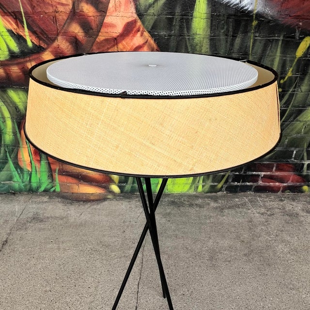 Gerald Thurston Gerald Thurston Tripod Floor Lamp – Original Shade & Diffuser Excellent Condition For Sale - Image 4 of 12