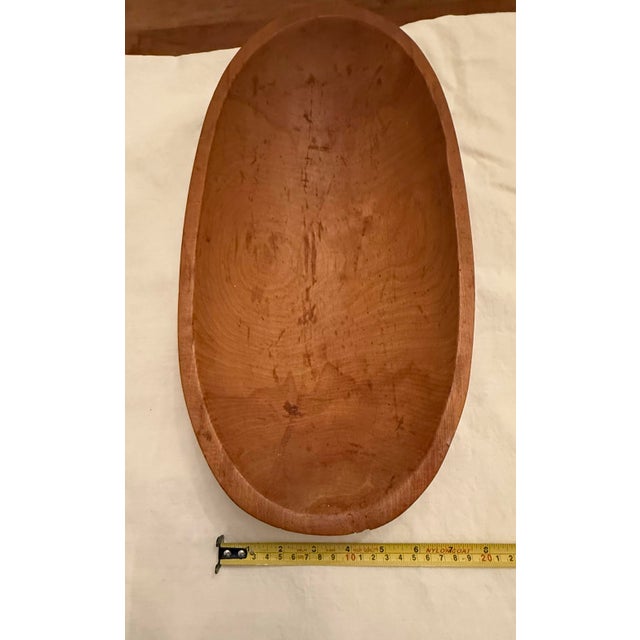 Vintage Primitive 17 3/4” Wooden Oval Dough or Trencher Bowl For Sale - Image 10 of 12