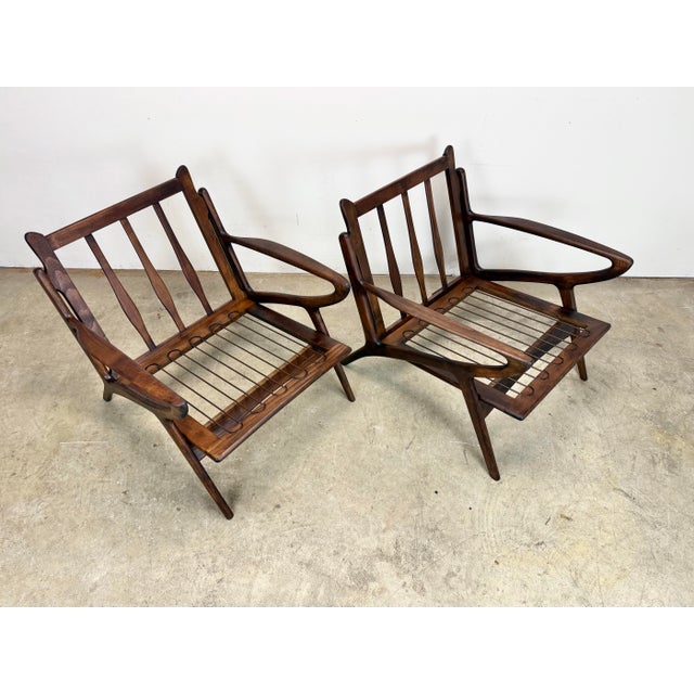 Mid Century Danish Modern Poul Jensen Z Chair Style Lounge Chairs Restored For Sale In New York - Image 6 of 12