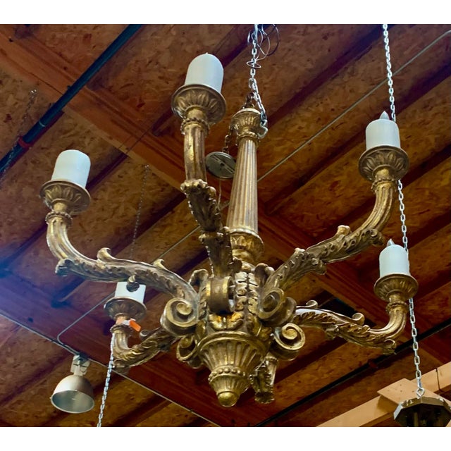 1990s 1990s Baroque Style Giltwood Chandelier For Sale - Image 5 of 5