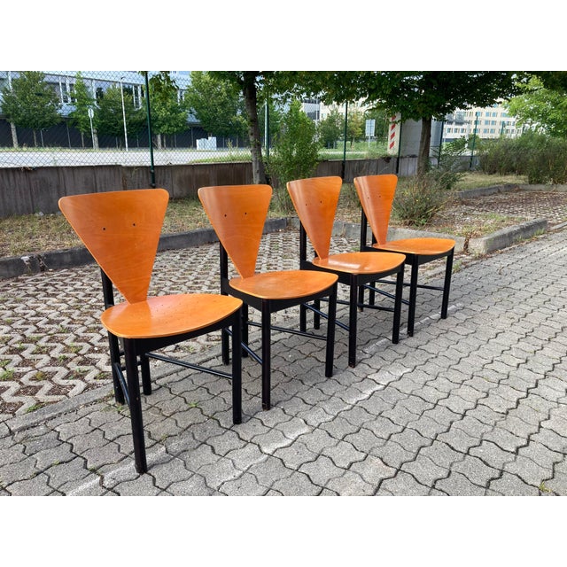 Italian Triangle Dining Chairs, 1980s, Set of 4 For Sale - Image 4 of 18
